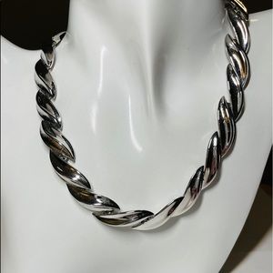 Vintage Crown Trifari Silver Tone Necklace